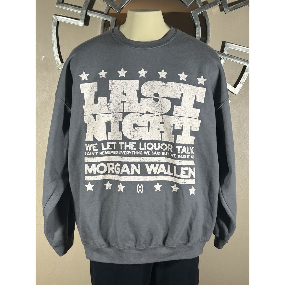 Morgan Wallen Last Night Country Oversized Crewneck Sweater Size Large